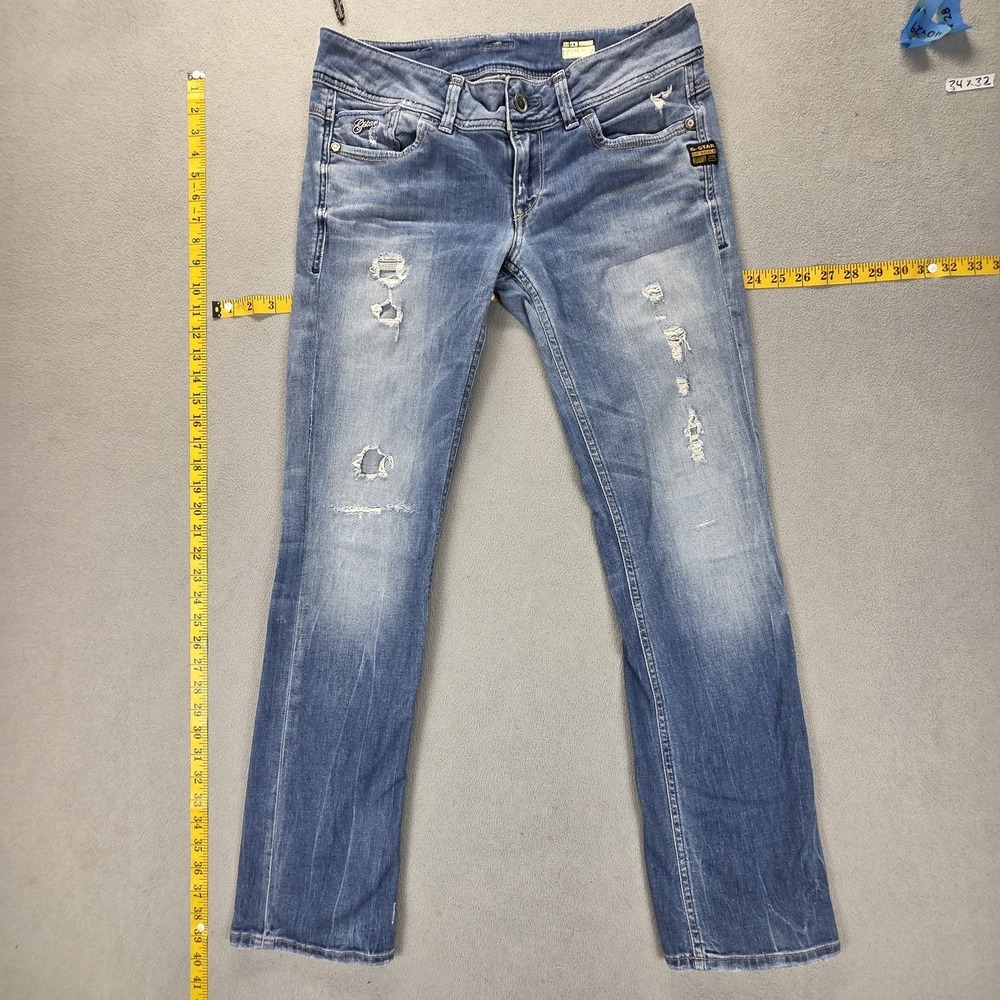 G-Star Jeans‎ Womens Blue Lynn Straight Stretch Light Wash Fits 32x31